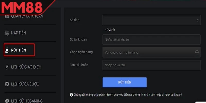 Rút tiền MM88